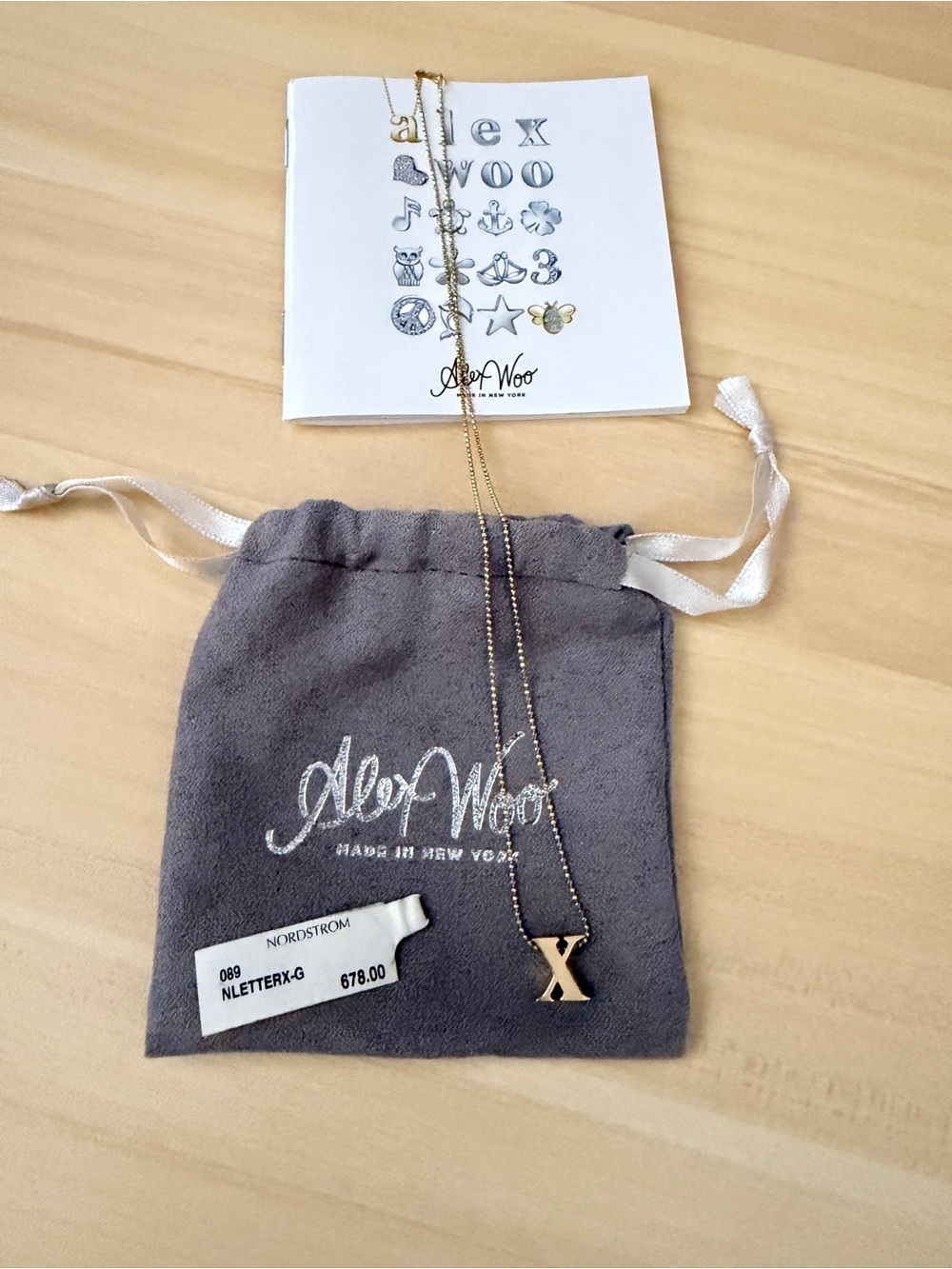 Alex Woo LITTLE LETTERS X INITIAL CHARM NECKLACE in Solid 14KT gold